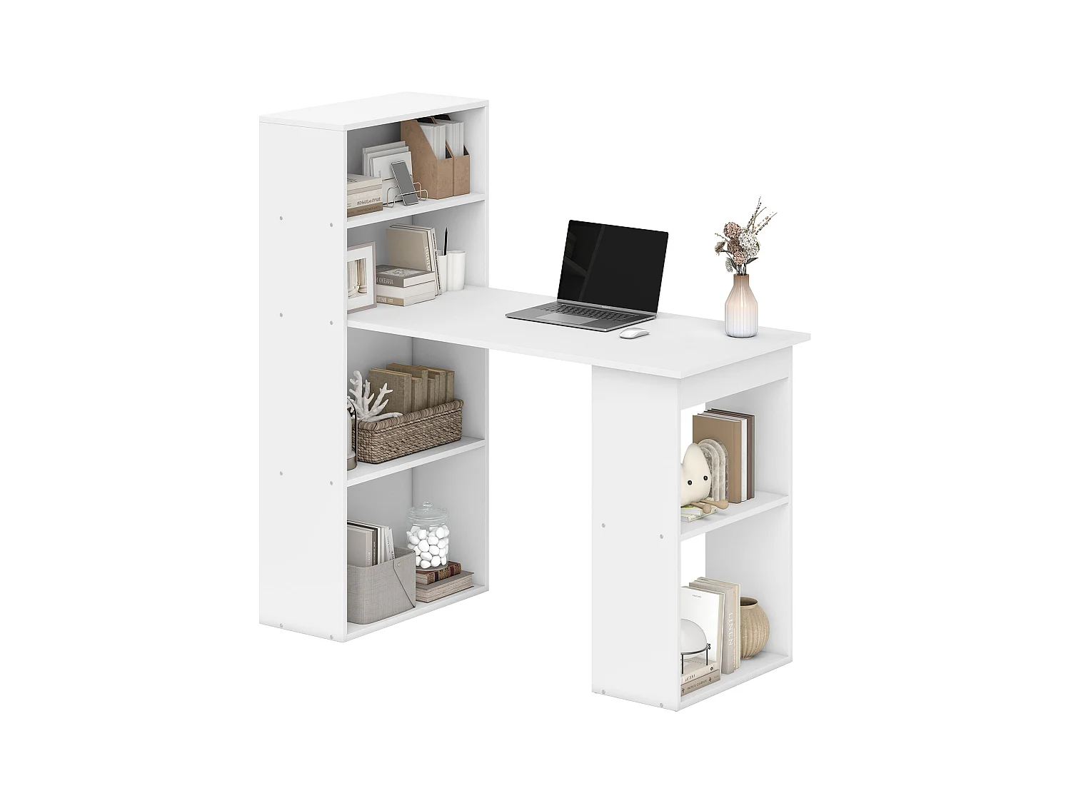 Scrivania Computer con Libreria Salvaspazio per Ufficio e Studio