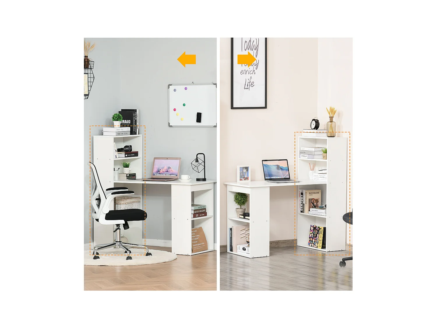 Scrivania Computer con Libreria Salvaspazio per Ufficio e Studio