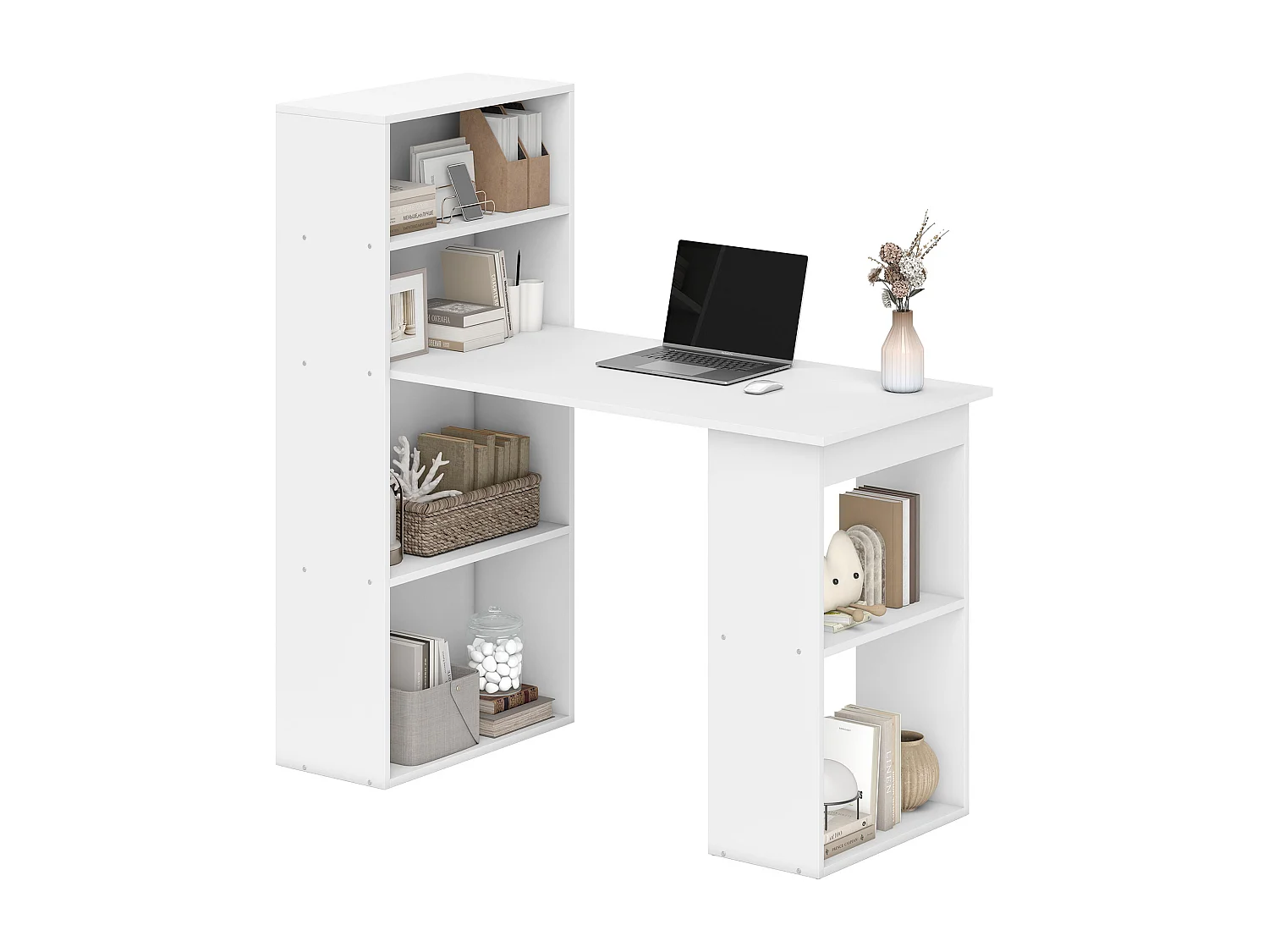 Scrivania Computer con Libreria Salvaspazio per Ufficio e Studio