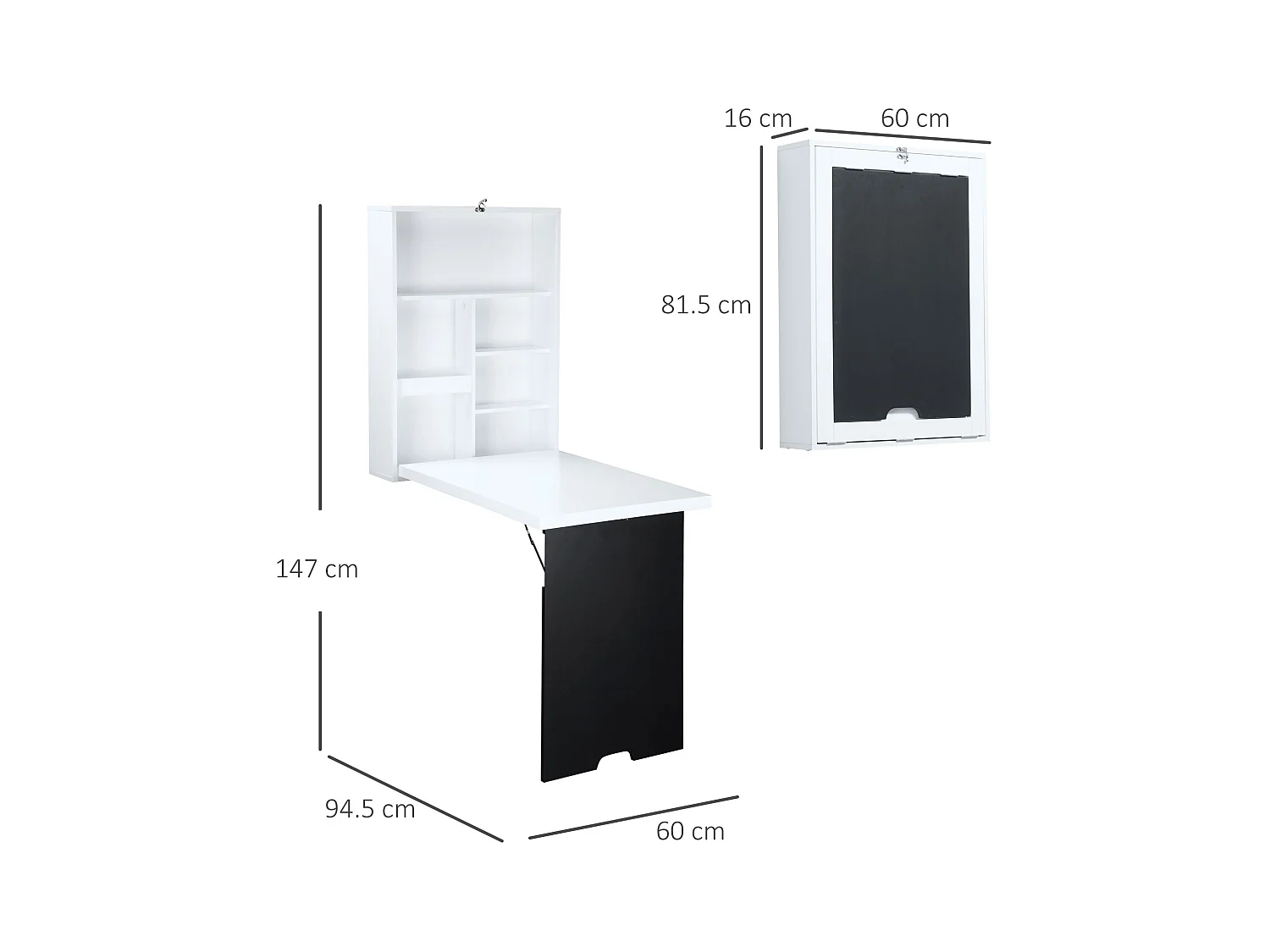 Tavolo pieghevole da parete mdf bianco