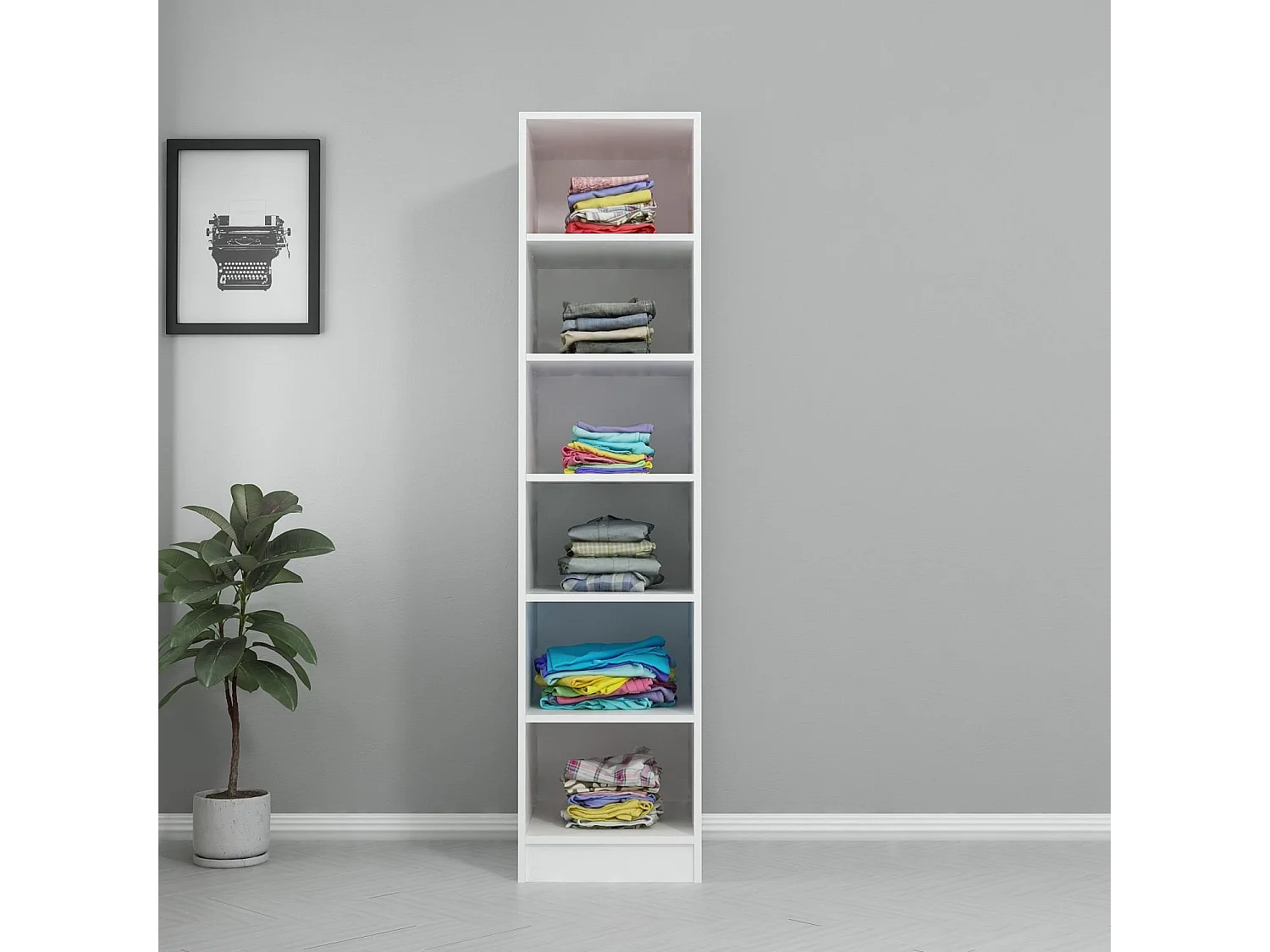 Scaffale Kailua L186, Aperto, Truciolare laminato, 190x45x52cm, Bianco