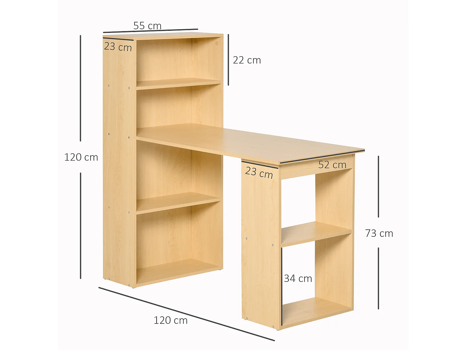 Scrivania Computer con Libreria Salvaspazio Porta PC