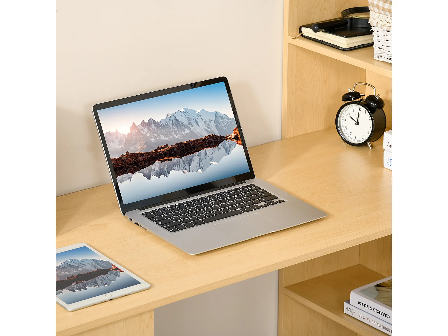 Scrivania Computer con Libreria Salvaspazio Porta PC