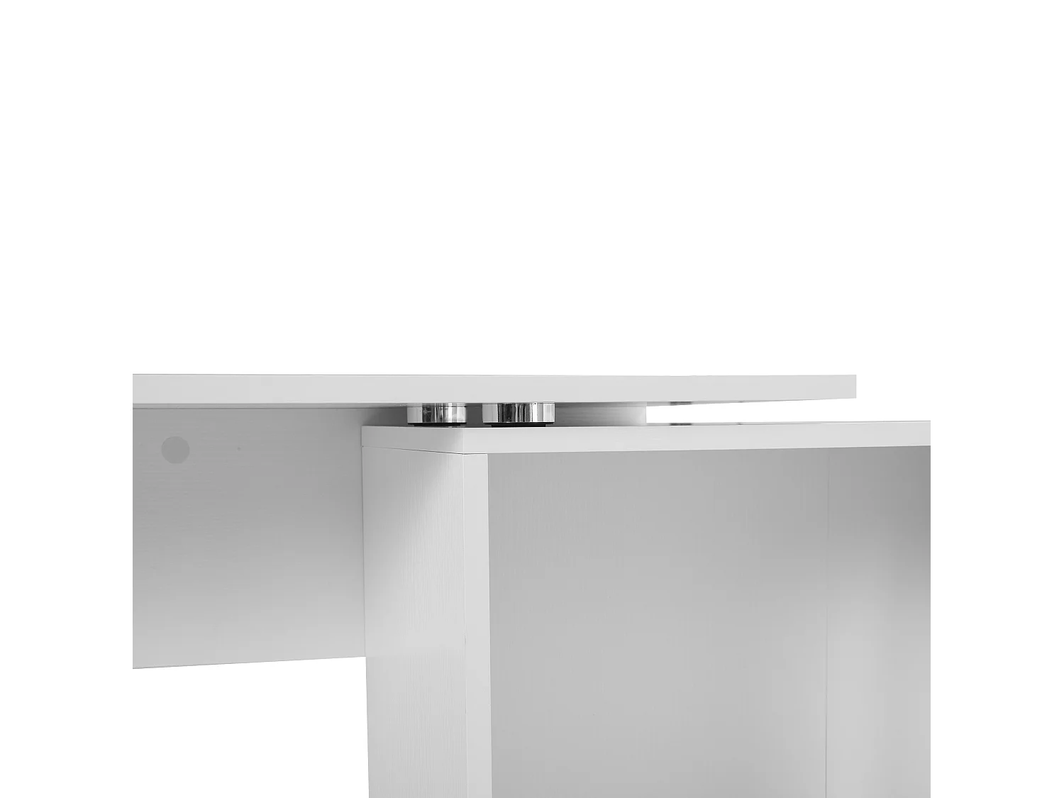 Scrivania angolare con libreria scaffale in legno bianco