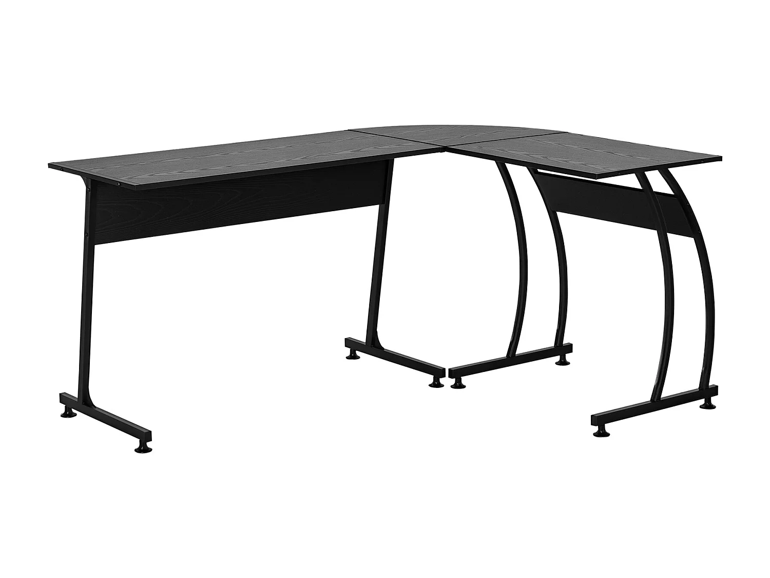 Scrivania gaming angolare salvaspazio in legno e metallo nera