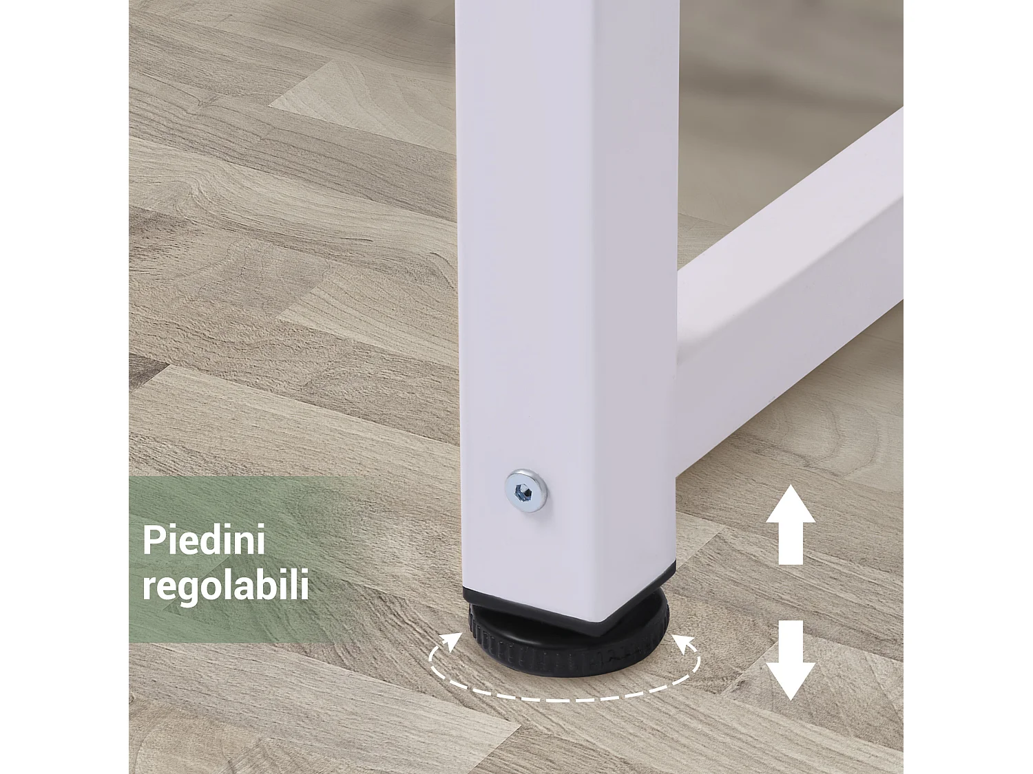 Scrivania moderna da camera e ufficio in truciolato e acciaio bianco