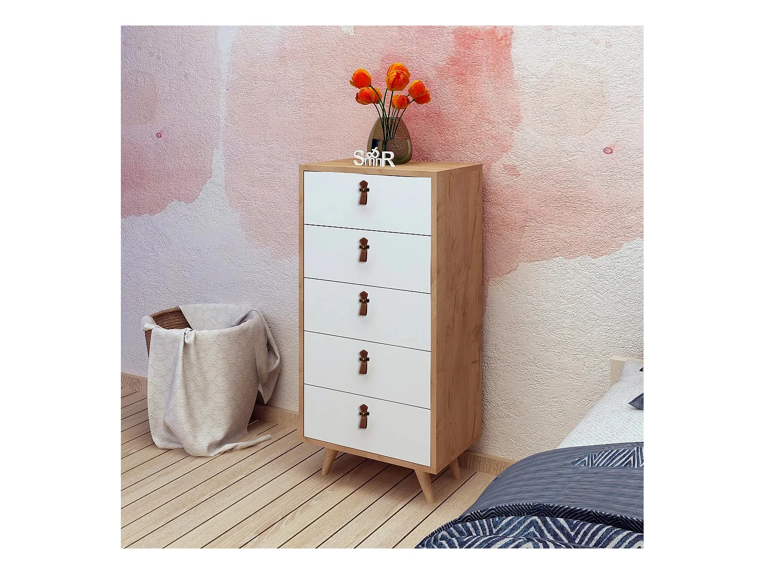 Sinfonier Frenzu color roble Blanco 50x40x103 cm