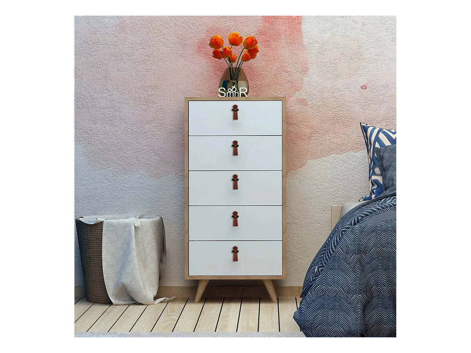 Sinfonier Frenzu color roble Blanco 50x40x103 cm