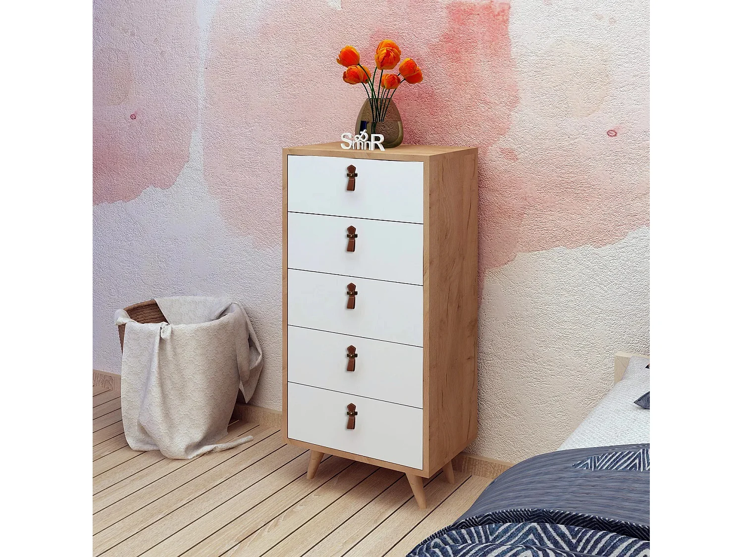 Sinfonier Frenzu color roble Blanco 50x40x103 cm