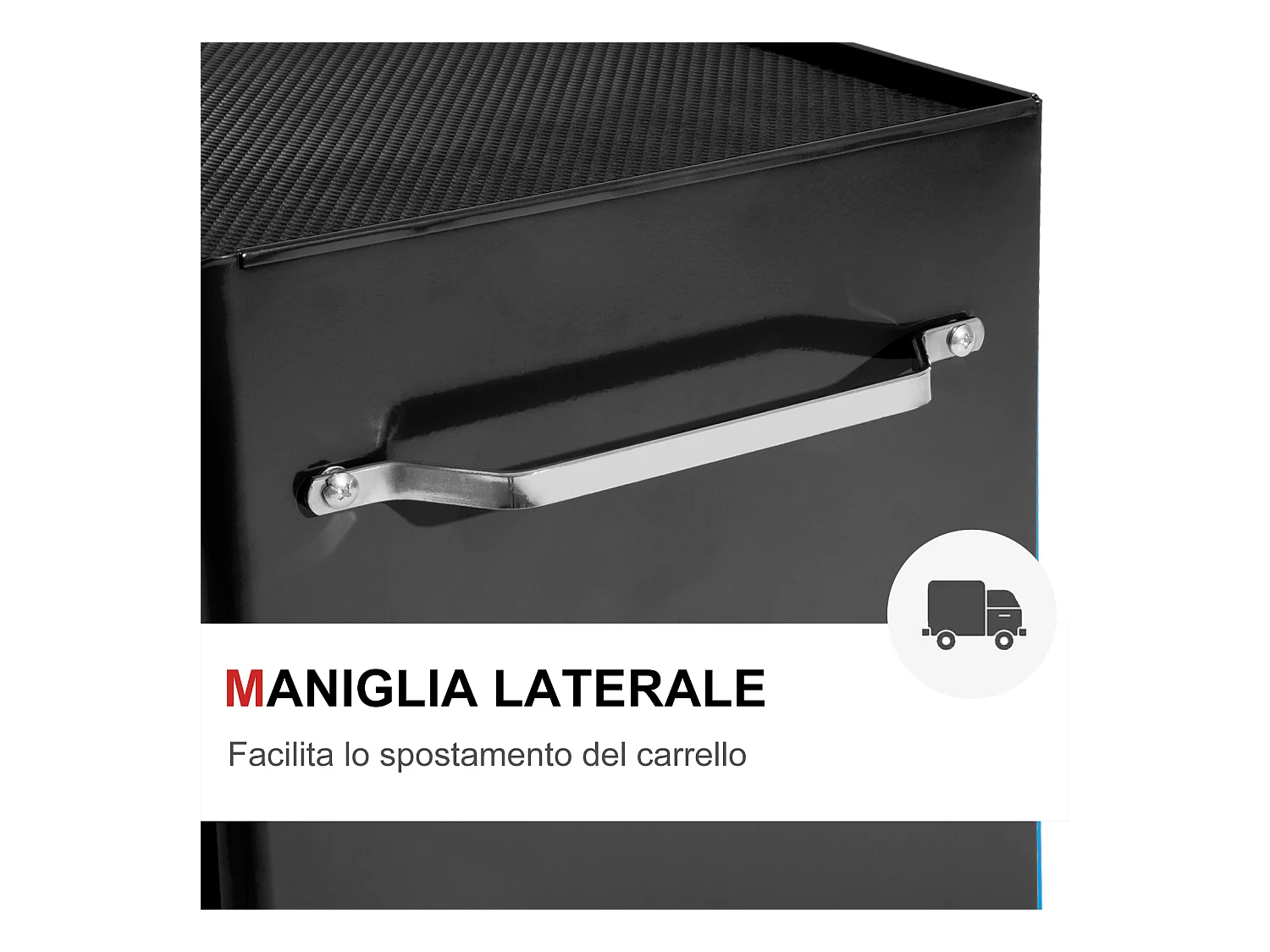 Carrello porta utensili attrezzi attrezzatura con cassettiera nero