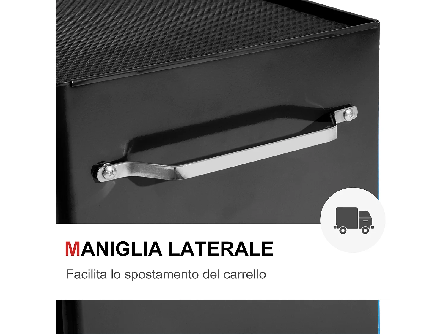 Carrello porta utensili attrezzi attrezzatura con cassettiera nero