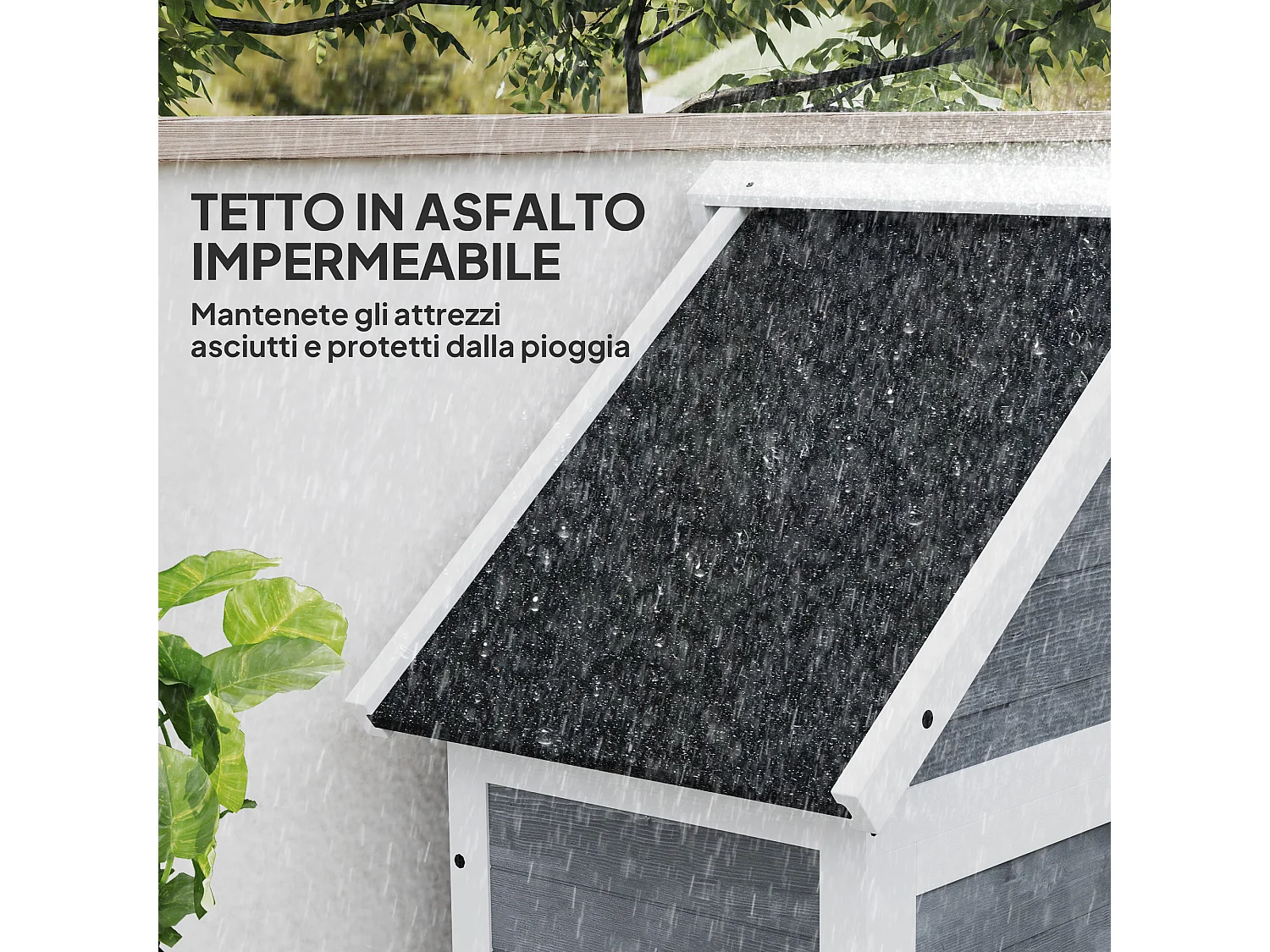 Casetta da giardino e armadio porta attrezzi in legno grigio chiaro