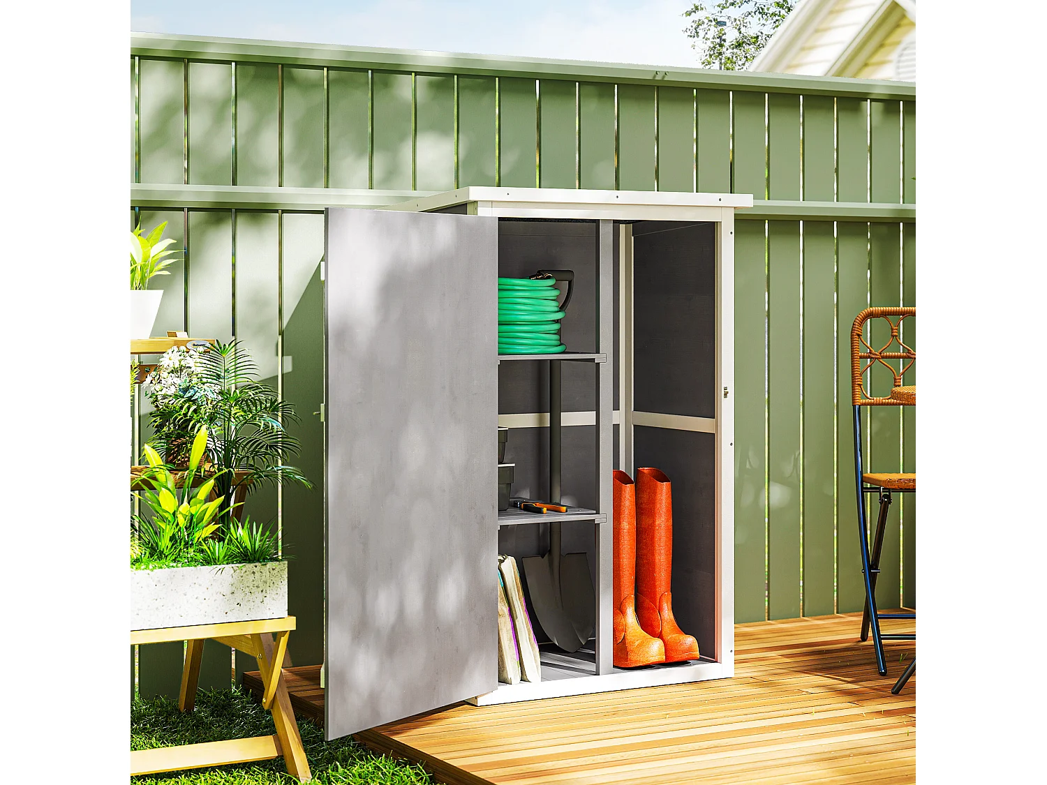 Casetta da giardino in legno di abete impermeabile 75x56x115cm grigio