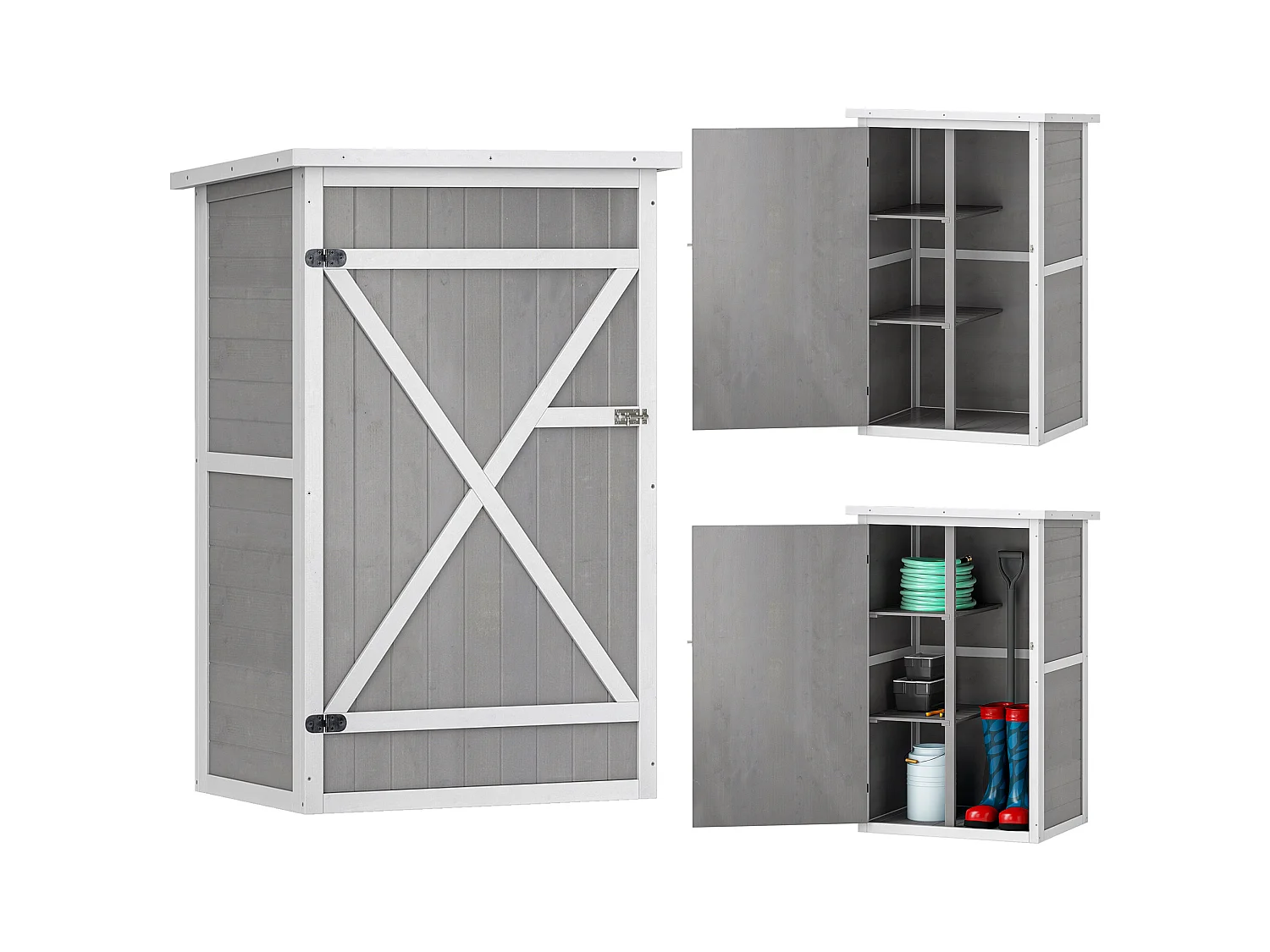 Casetta da giardino in legno di abete impermeabile 75x56x115cm grigio