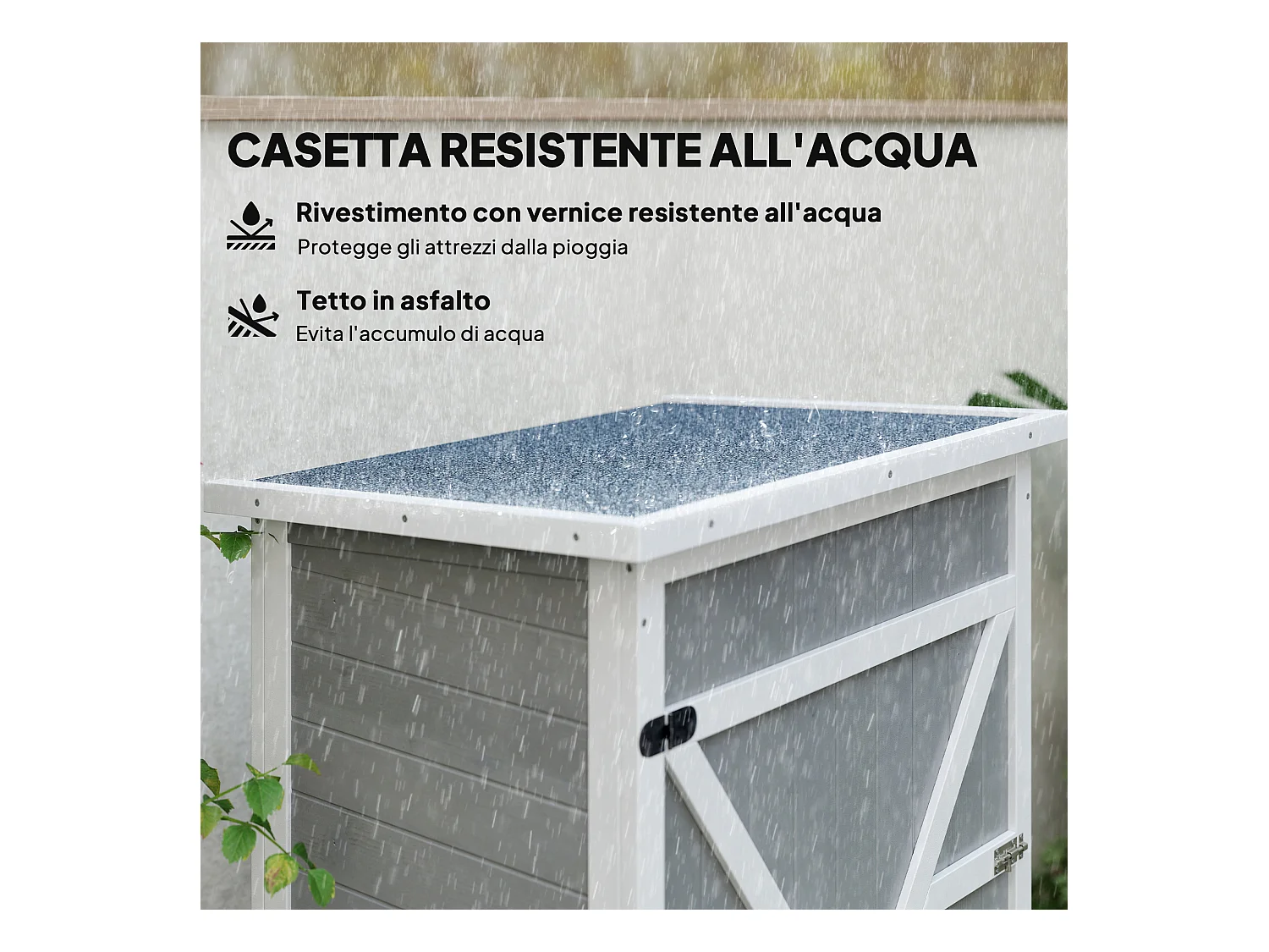 Casetta da giardino in legno di abete impermeabile 75x56x115cm grigio