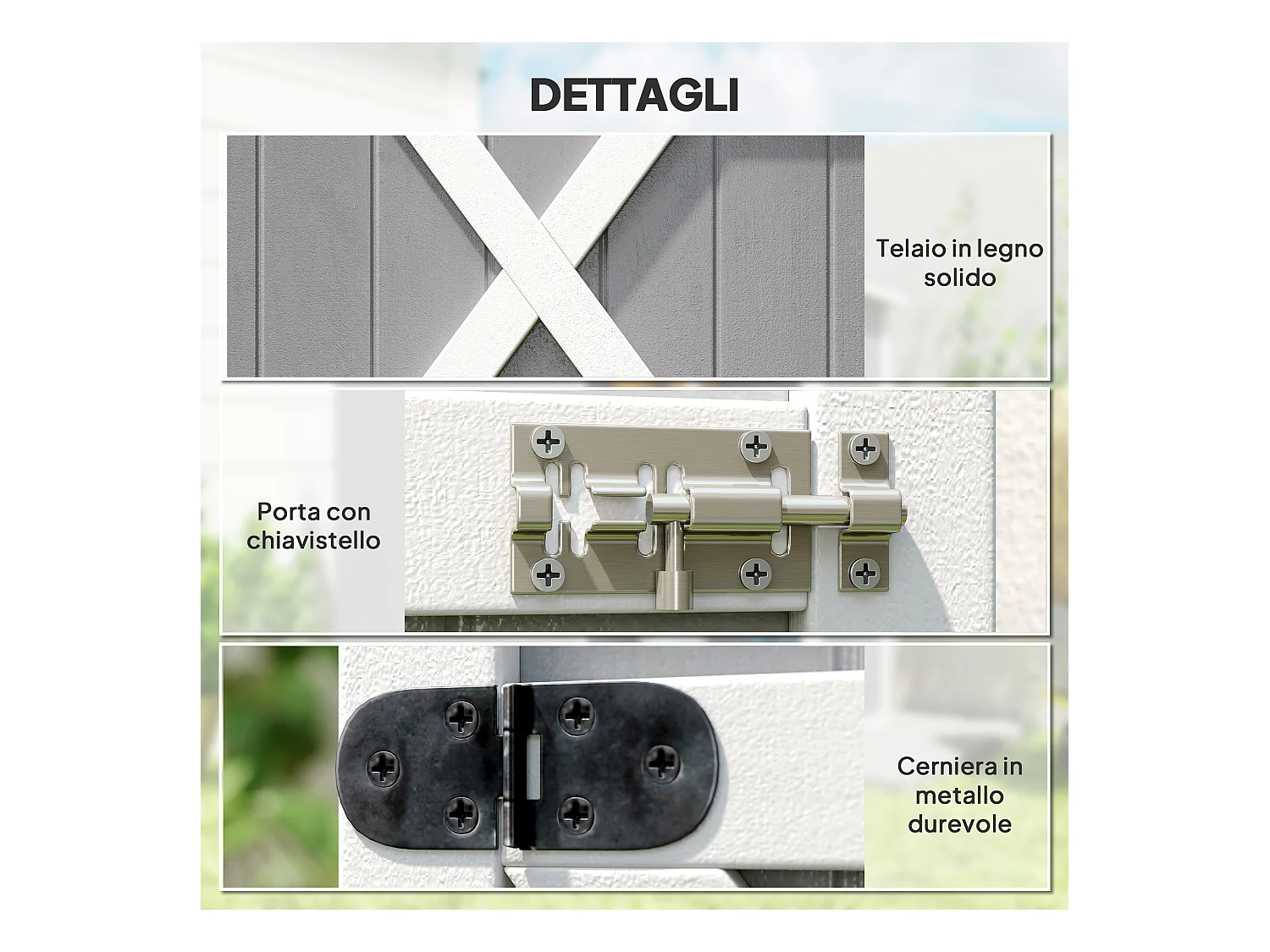 Casetta da giardino in legno di abete impermeabile 75x56x115cm grigio