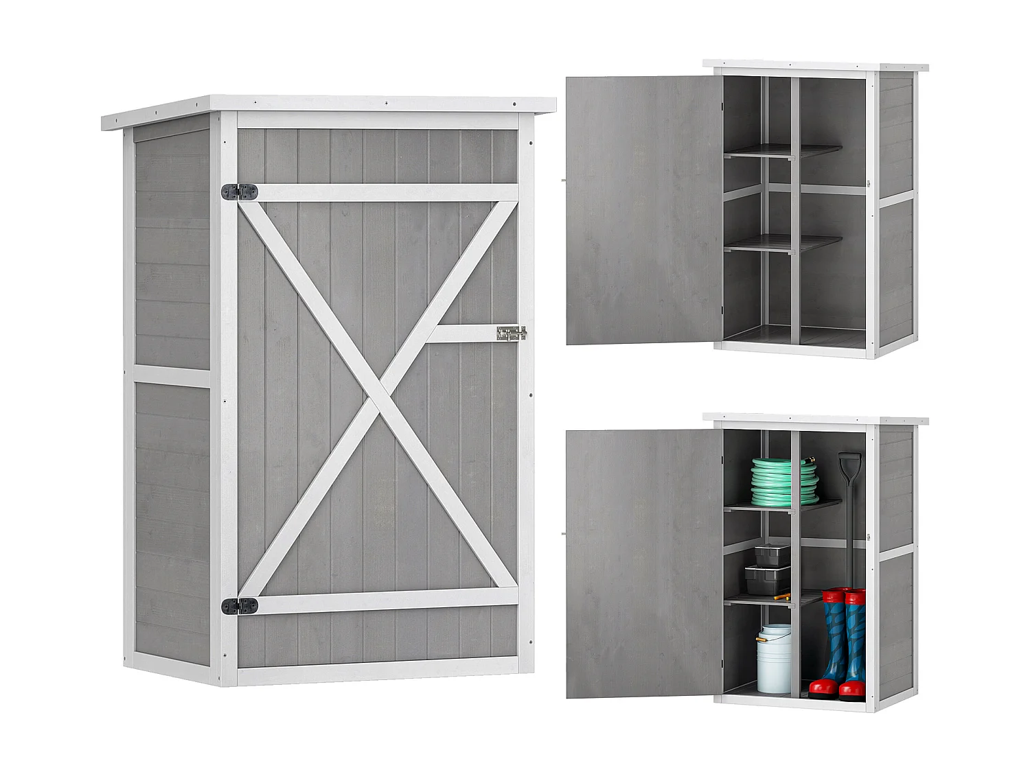 Casetta da giardino in legno di abete impermeabile 75x56x115cm grigio