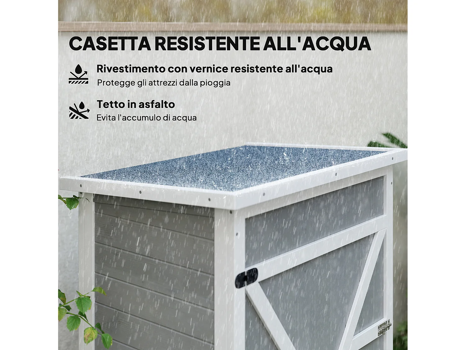 Casetta da giardino in legno di abete impermeabile 75x56x115cm grigio