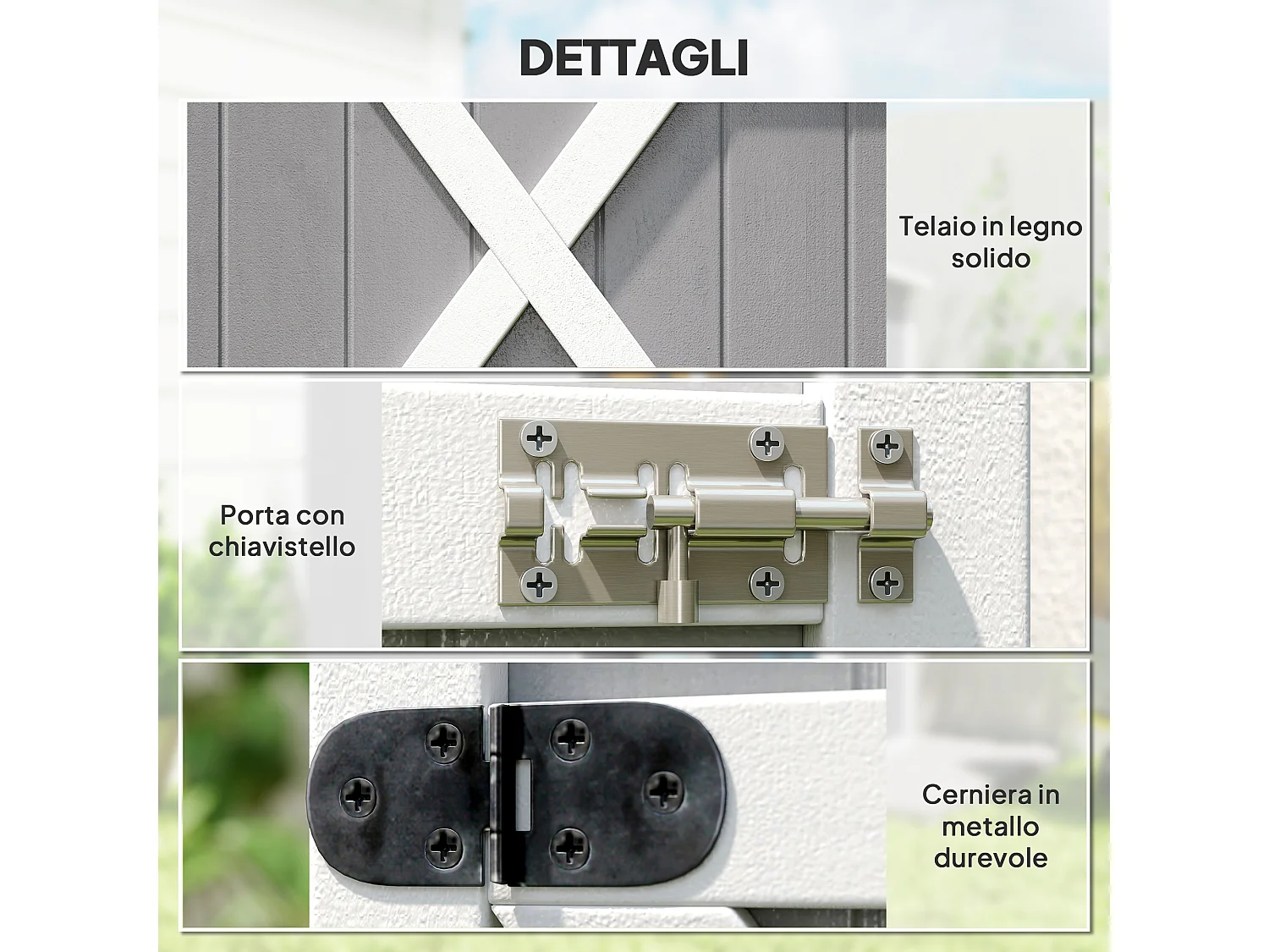 Casetta da giardino in legno di abete impermeabile 75x56x115cm grigio