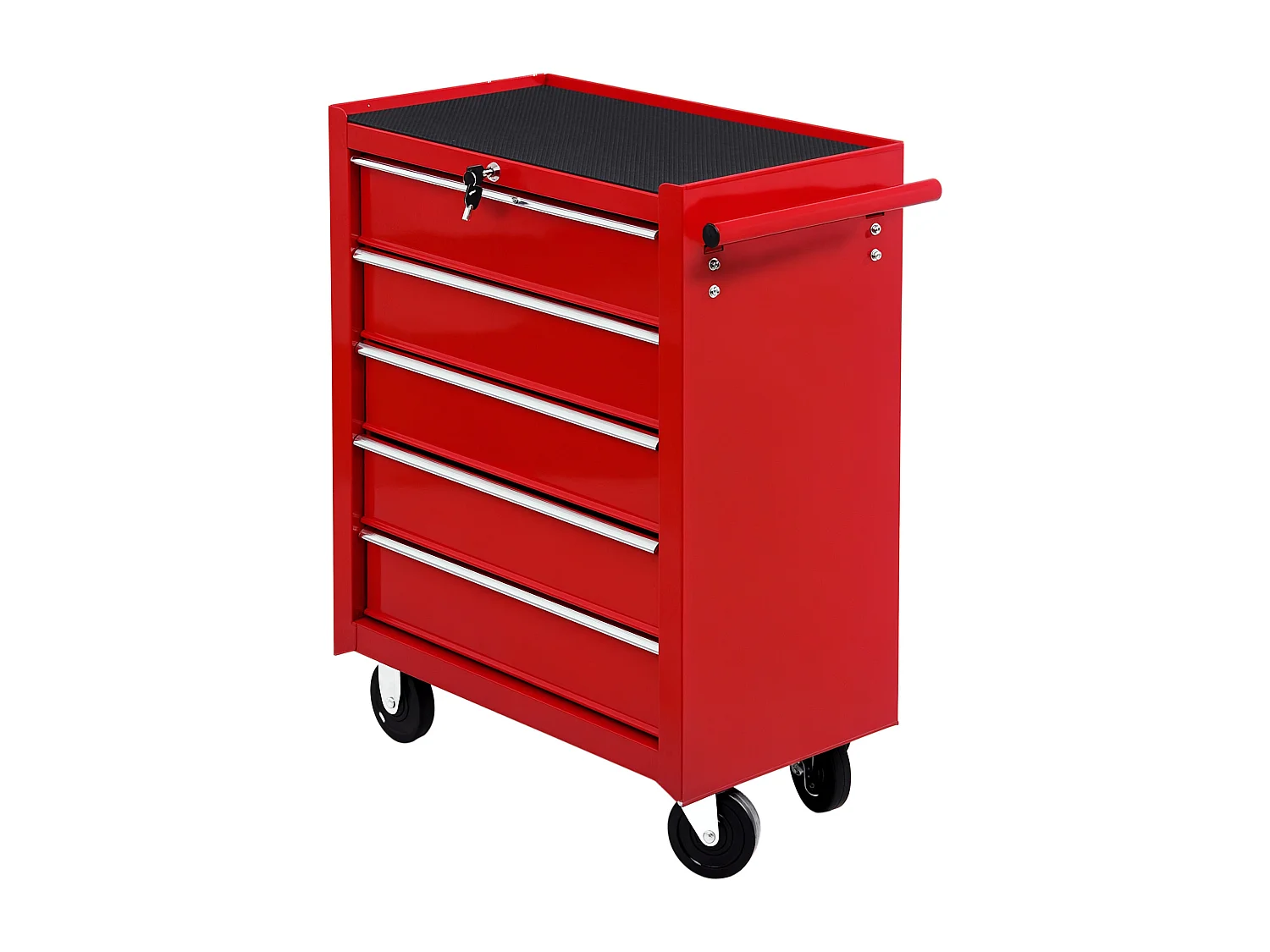 Carrello porta attrezzi con 5 cassetti 67.5x33x77 cm in metallo rosso