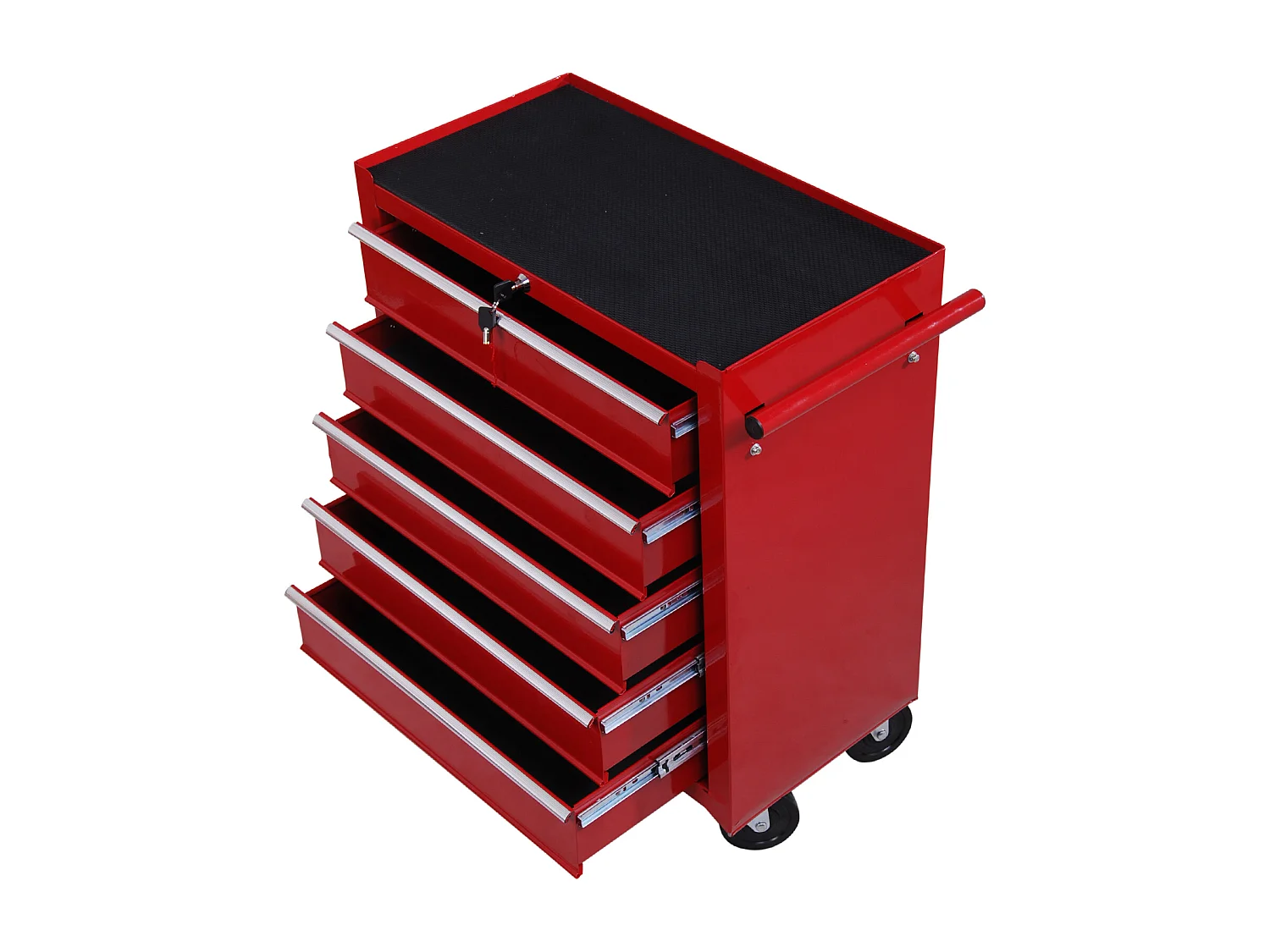 Carrello porta attrezzi con 5 cassetti 67.5x33x77 cm in metallo rosso