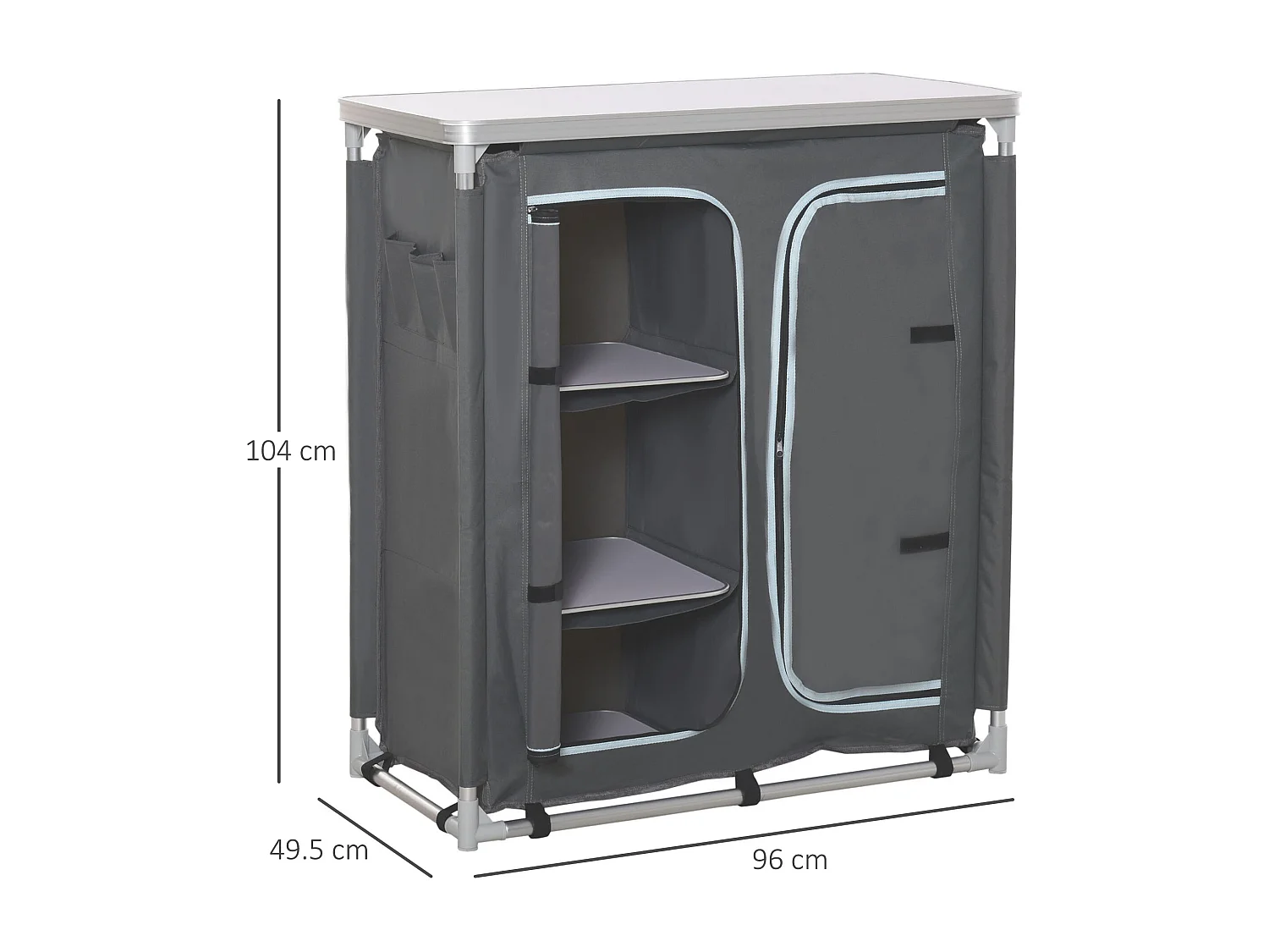 Mobile cucina da campeggio con 3 mensole e sacca di trasporto