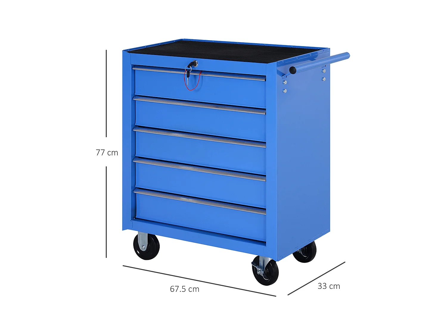 Carrello porta attrezzi con 5 cassetti e ruote in metallo blu