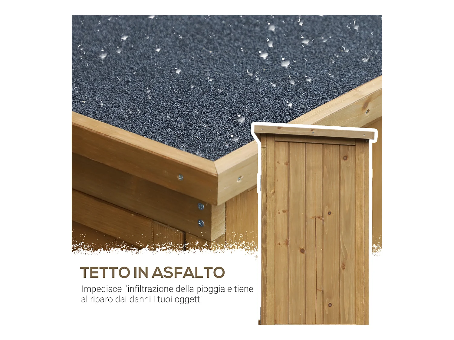 Armadio porta attrezzi da giardino impermeabile a 3 ripiani in legno