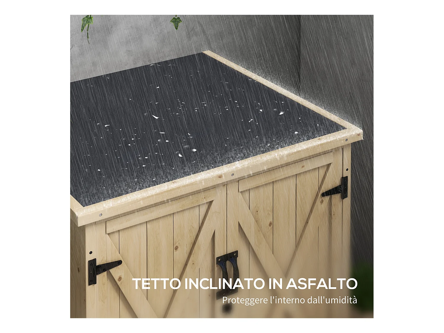 Armadio da giardino con ripiano interno regolabile in legno di abete