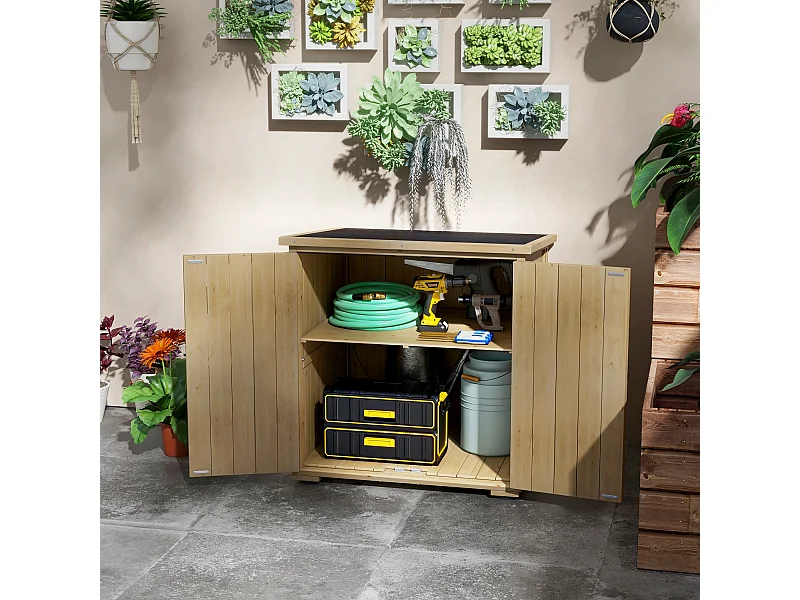 Armadio da giardino con ripiano interno regolabile in legno di abete