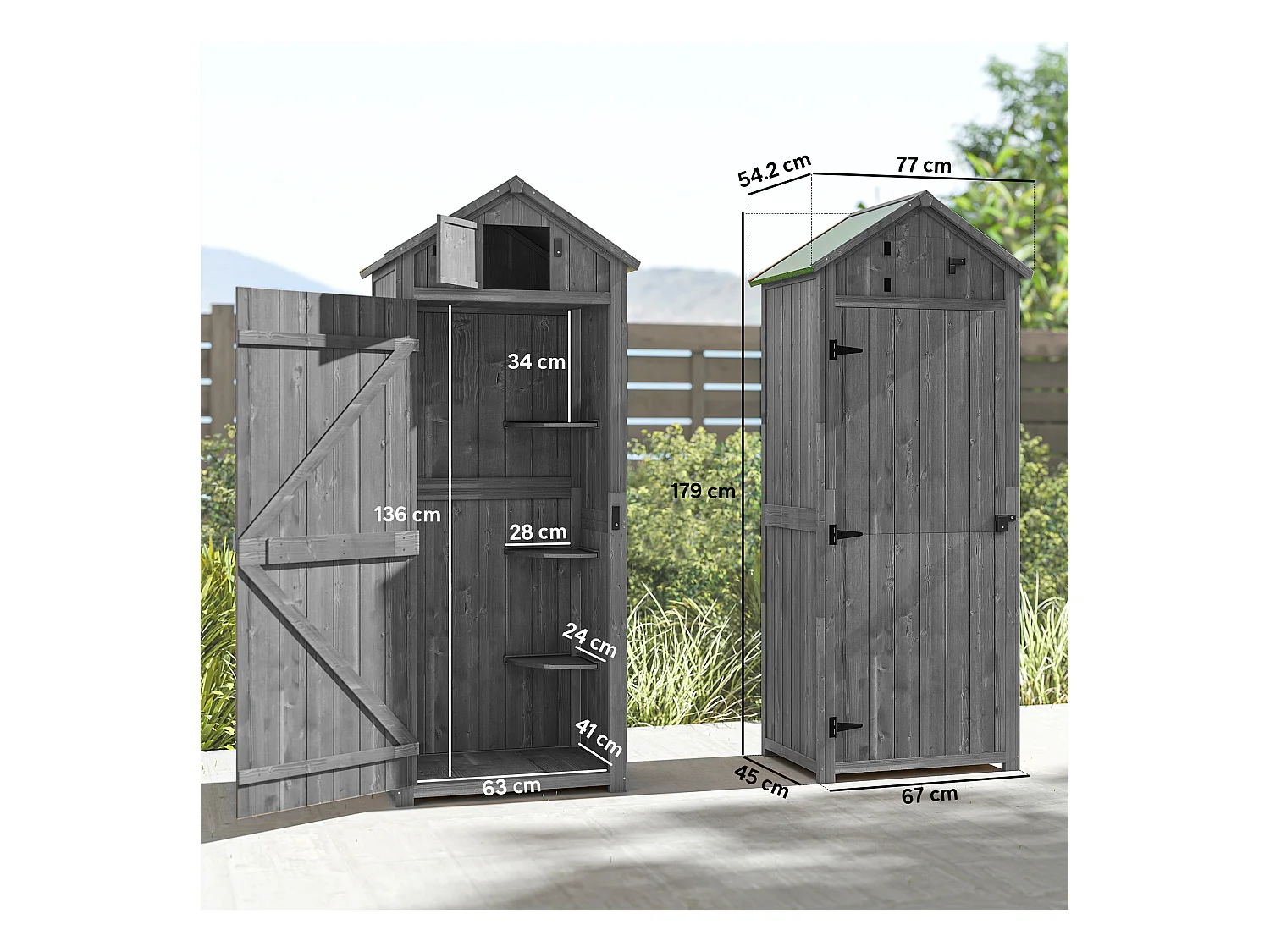 Capanno da giardino legno impermeabile 77x54.2x179cm