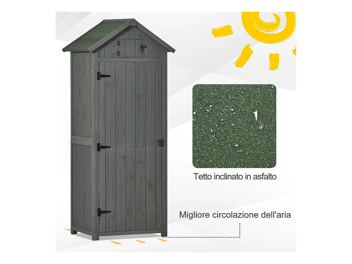 Capanno da giardino legno impermeabile 77x54.2x179cm