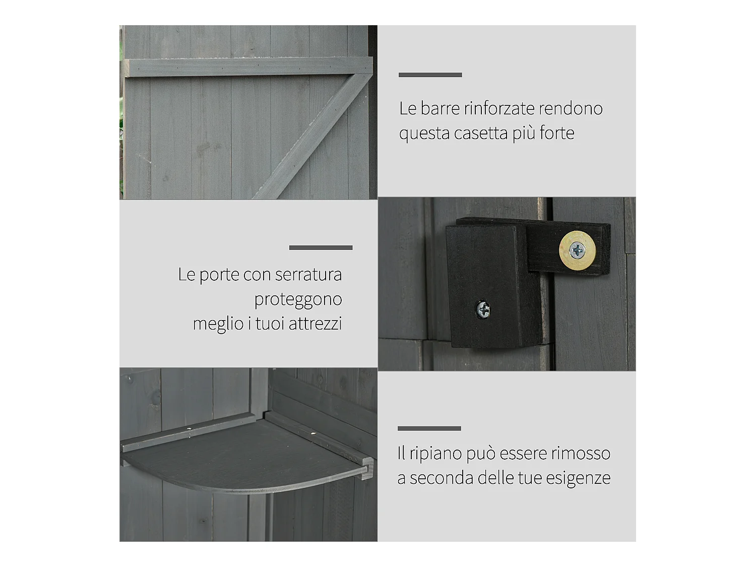 Capanno da giardino legno impermeabile 77x54.2x179cm