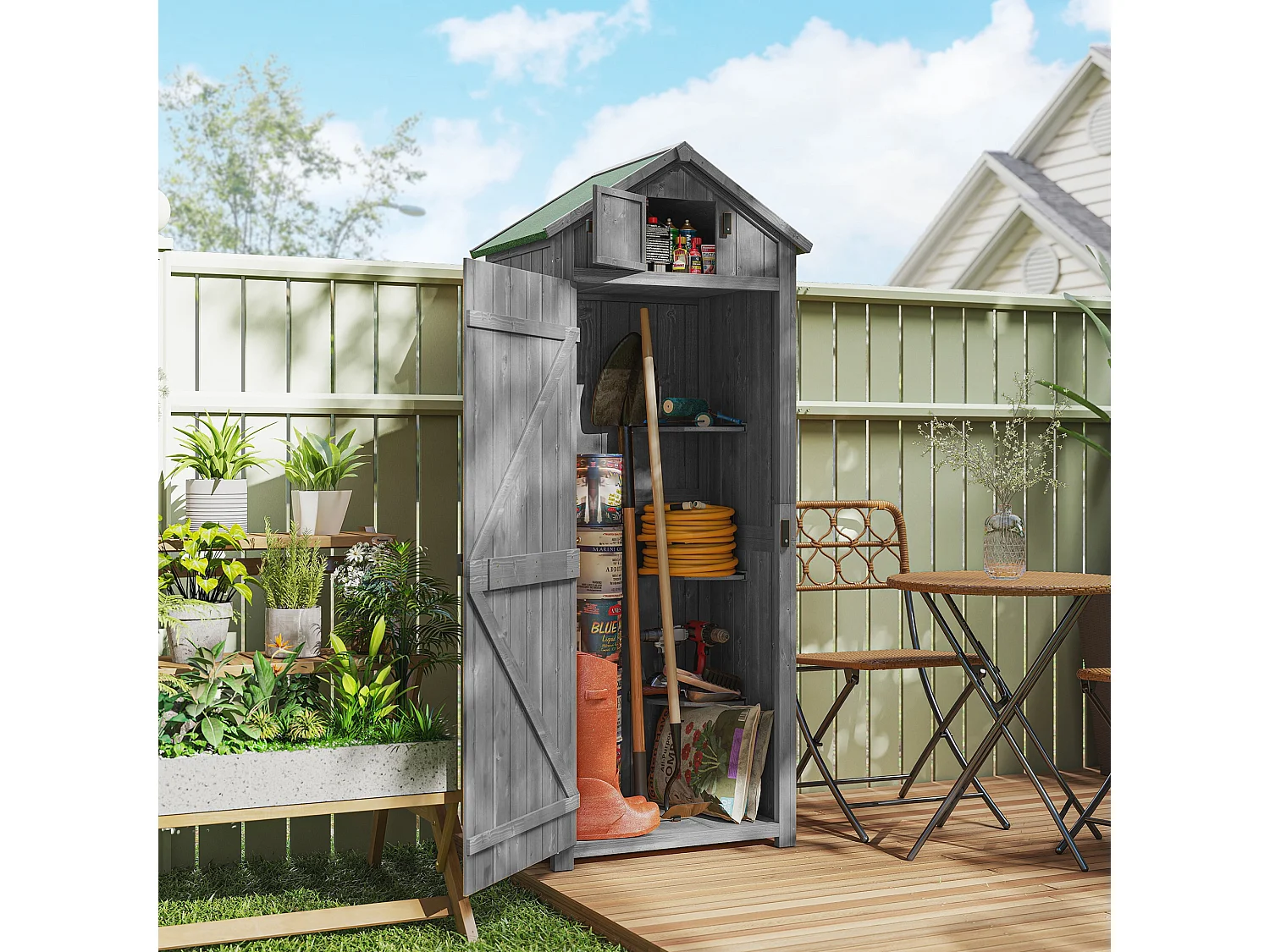 Capanno da giardino legno impermeabile 77x54.2x179cm