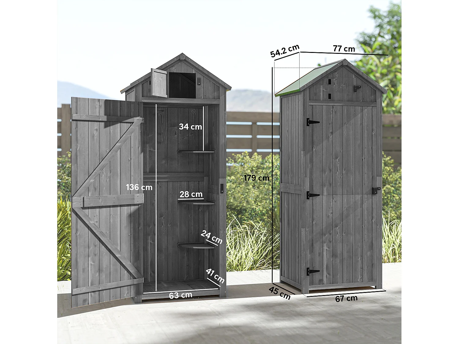 Capanno da giardino legno impermeabile 77x54.2x179cm