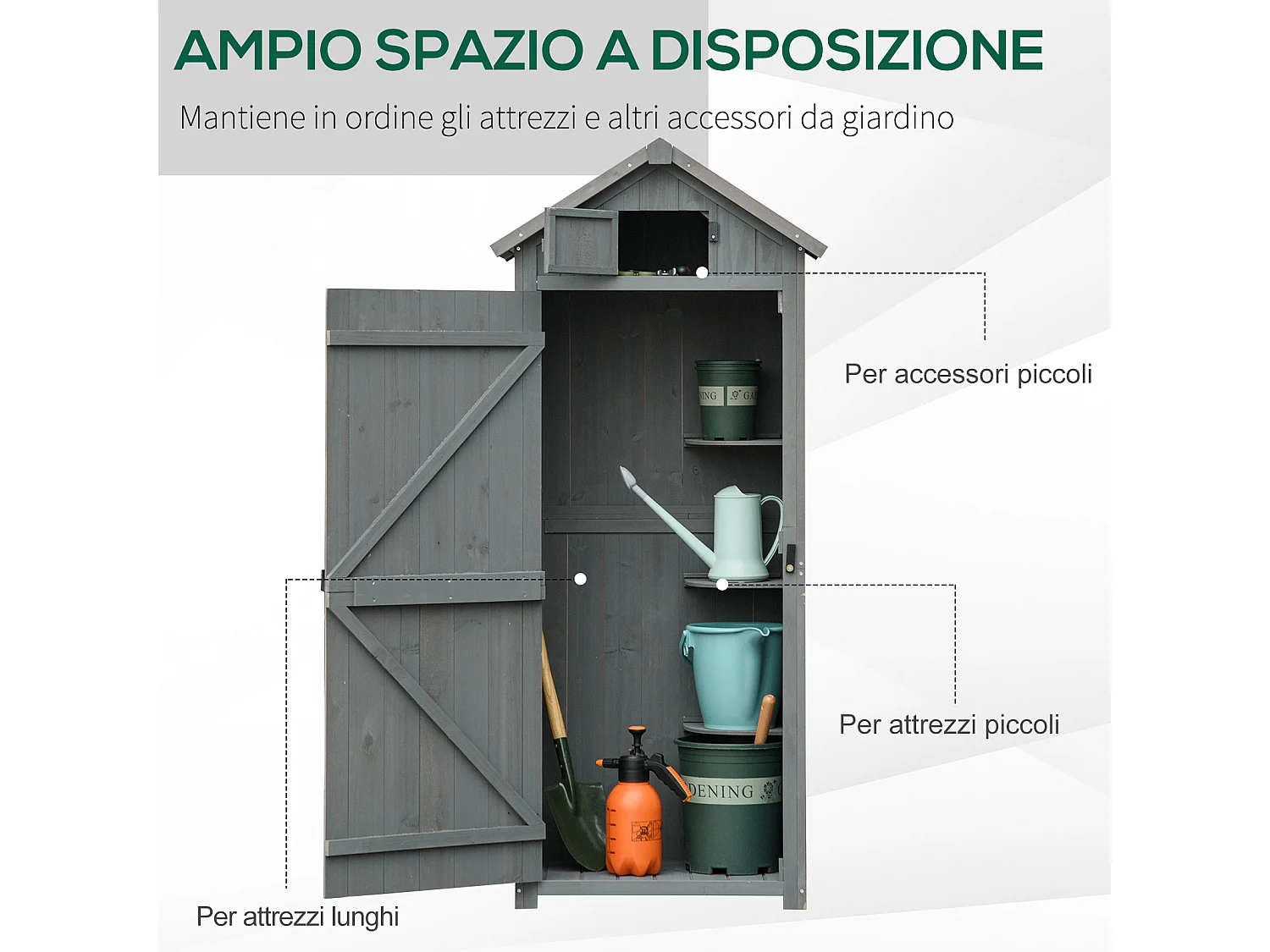 Capanno da giardino legno impermeabile 77x54.2x179cm