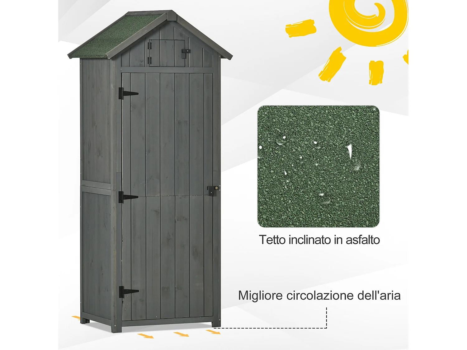 Capanno da giardino legno impermeabile 77x54.2x179cm