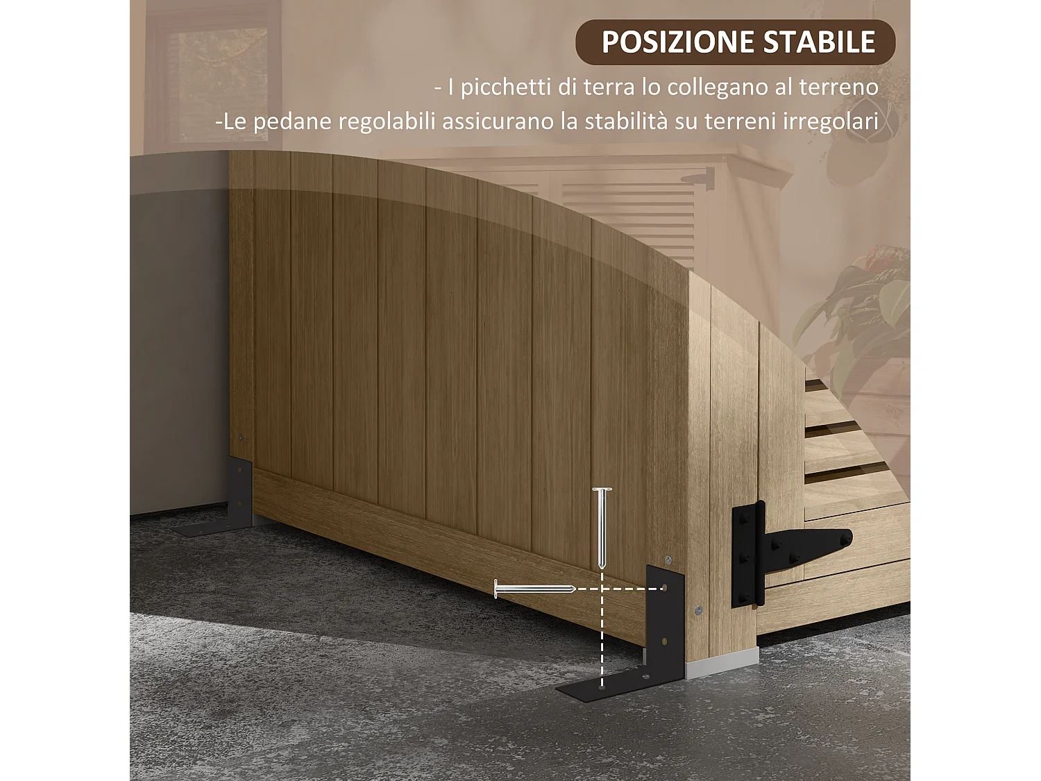 Armadio da esterno a 2 ripiani in legno di abete 127x65x159.5/168 cm