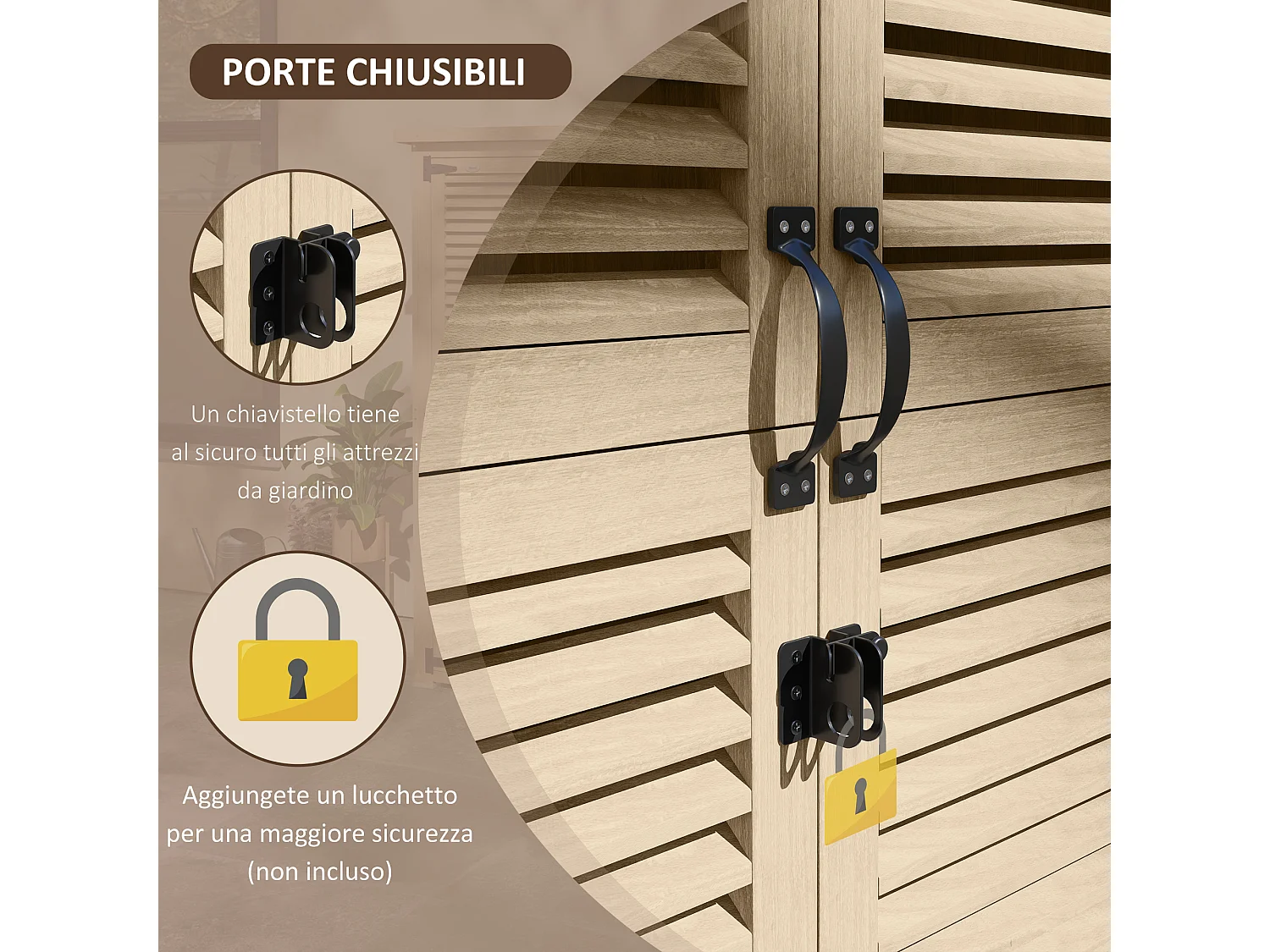 Armadio da esterno a 2 ripiani in legno di abete 127x65x159.5/168 cm