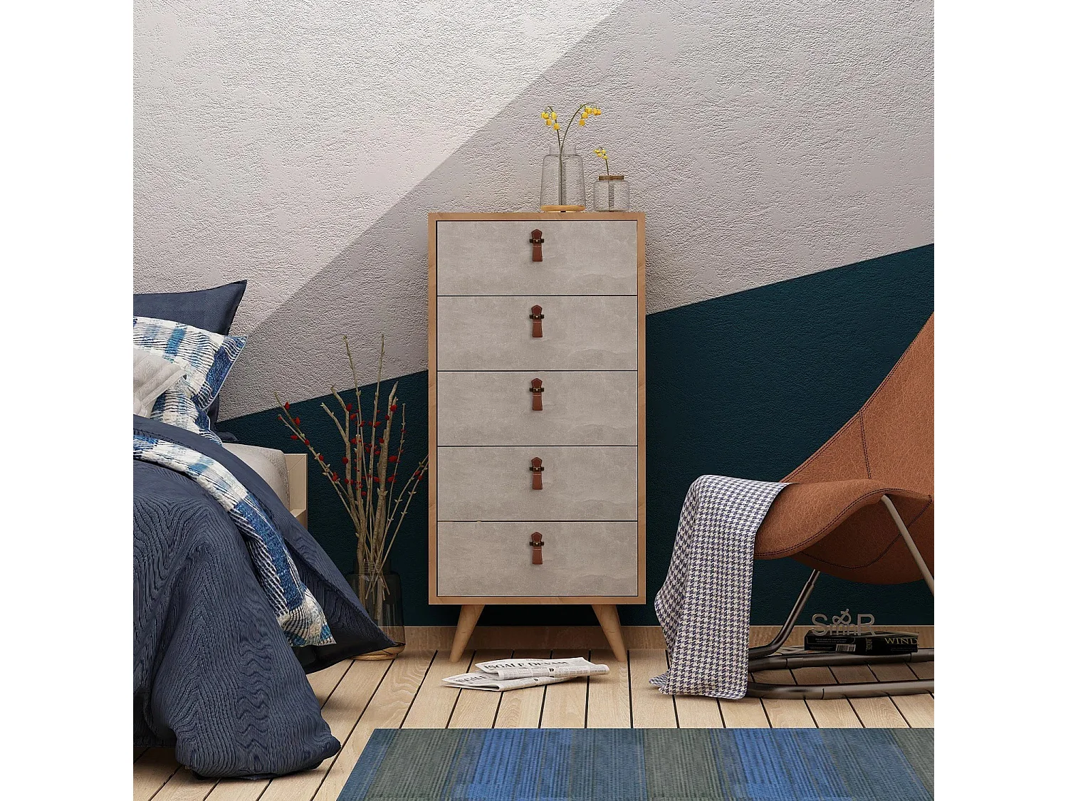 Sinfonier Spanze color roble Blanco 50x40x103 cm