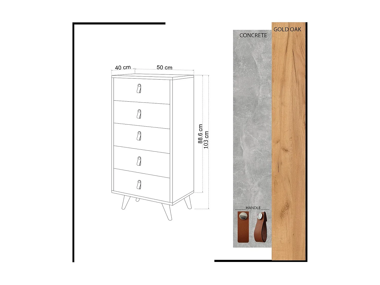 Sinfonier Spanze color roble Blanco 50x40x103 cm