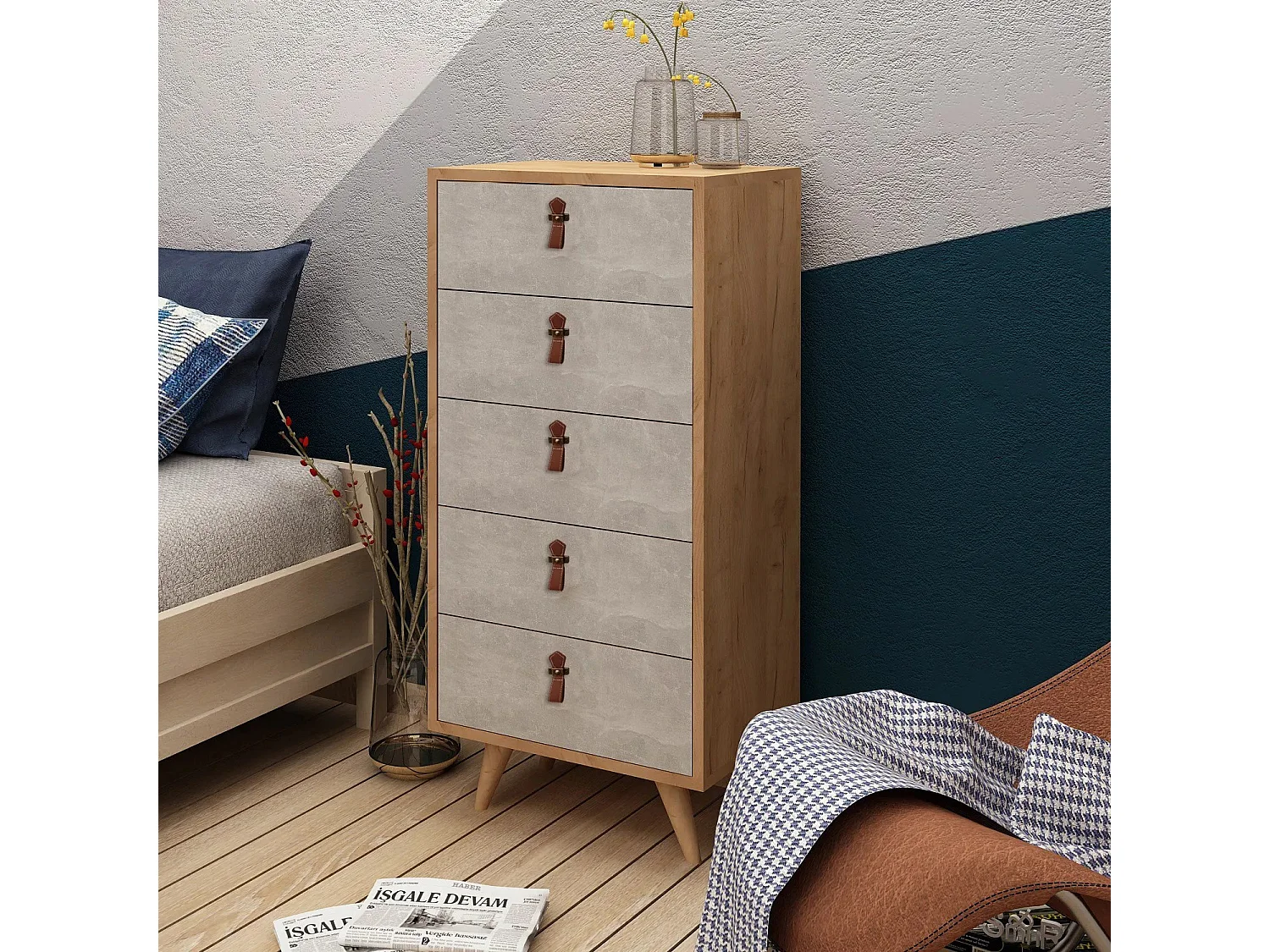 Sinfonier Spanze color roble Blanco 50x40x103 cm