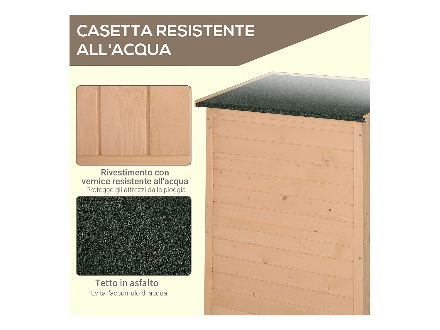 Casetta da giardino in legno di abete impermeabile 75x56x115 cm