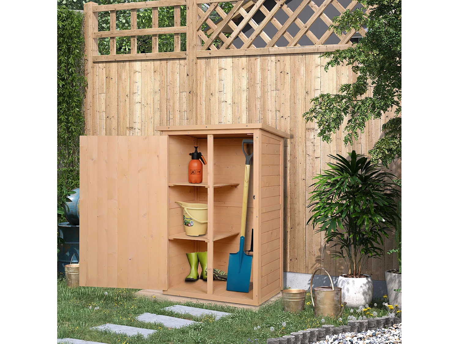 Casetta da giardino in legno di abete impermeabile 75x56x115 cm