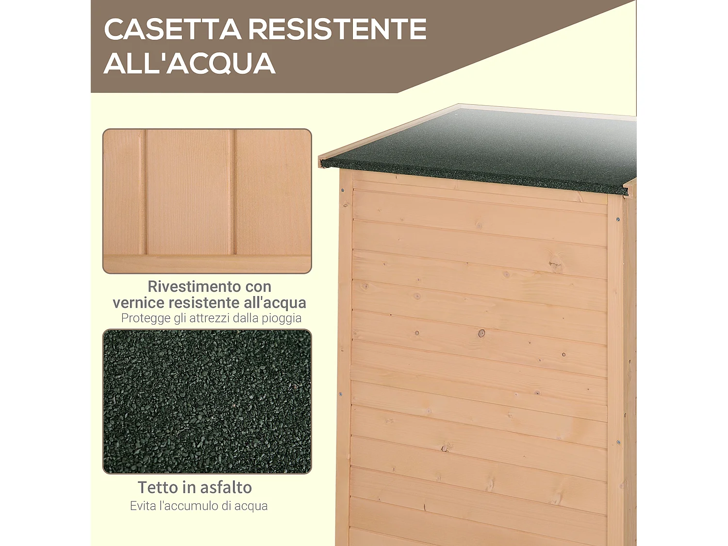Casetta da giardino in legno di abete impermeabile 75x56x115 cm