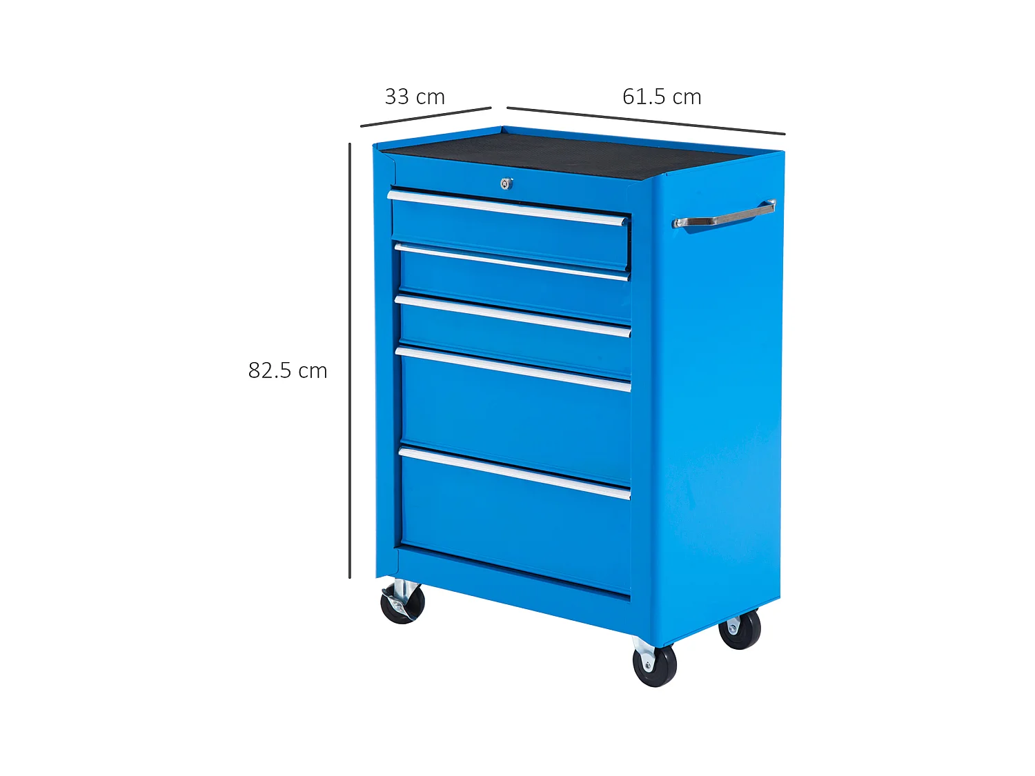 Carrello attrezzi 5 cassetti con chiave blu