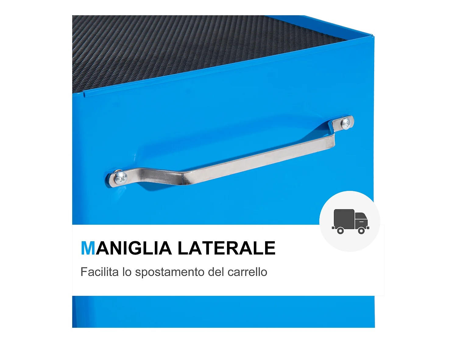 Carrello attrezzi 5 cassetti con chiave blu