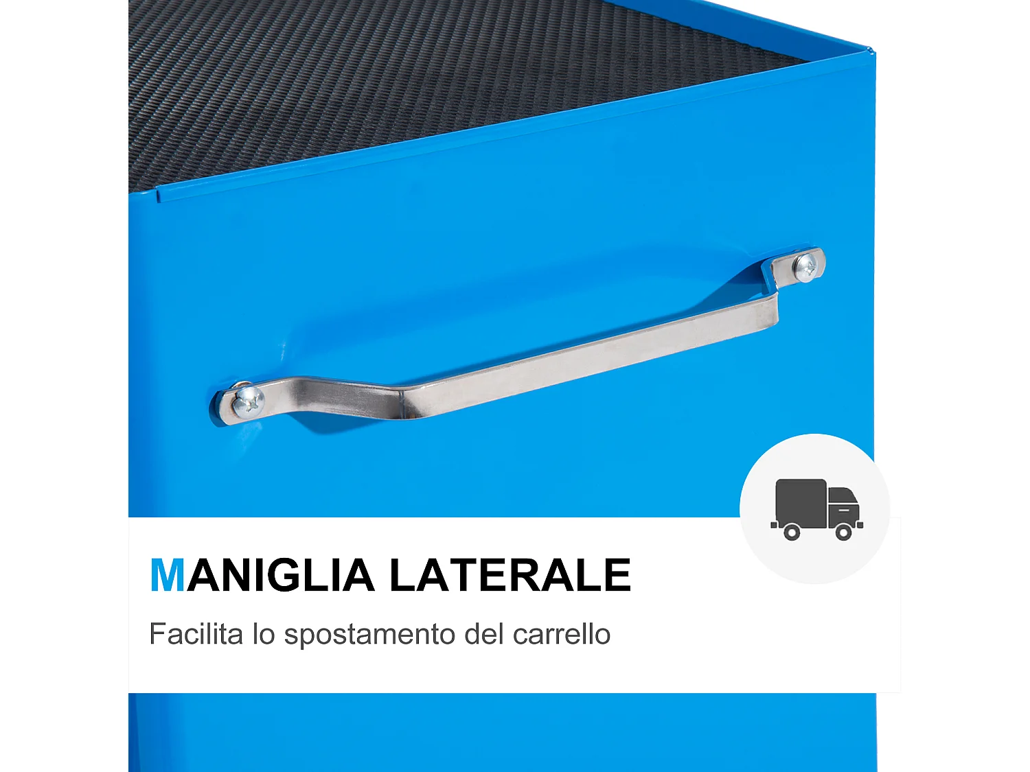 Carrello attrezzi 5 cassetti con chiave blu