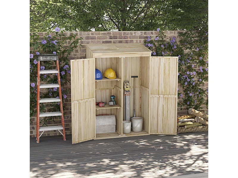 Casetta da giardino in legno di abete a 2 porte 120x57x183cm