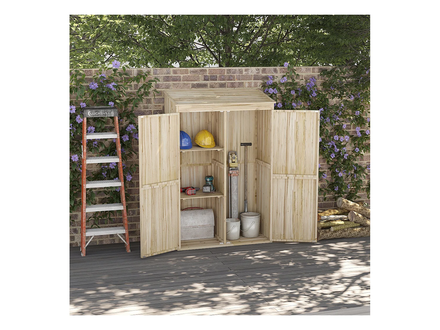 Casetta da giardino in legno di abete a 2 porte 120x57x183cm